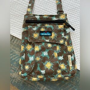 Kavu Limited Edition Cross Body Purse Bag Brown Blue Yellow Like New